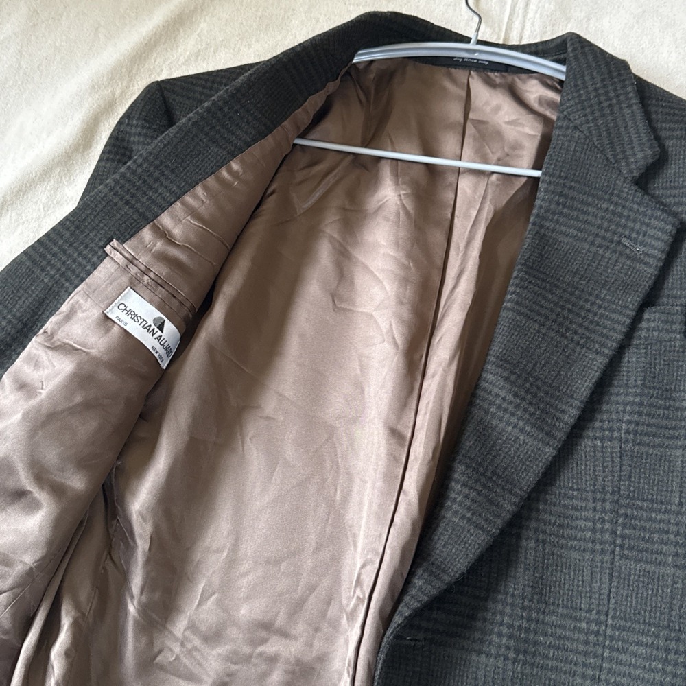Christian Aujard Herringbone Camel Hair Blend Blazer Sport Coat Mens 38R Fits 42